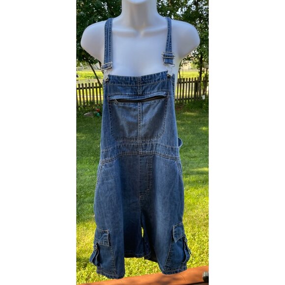 Gloria Vanderbilt Womens Denim Overalls Size L Blue Y2K Wide Leg Comfort Pockets - Picture 1 of 11